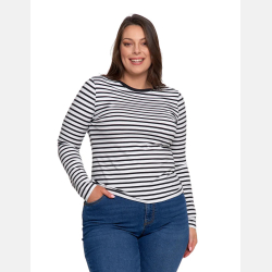 BLUZKA damska w PASKI BAWEŁNIANA, długi rękaw MORAJ